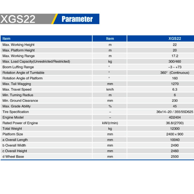 텔레스코픽 붐 리프트 XGS22