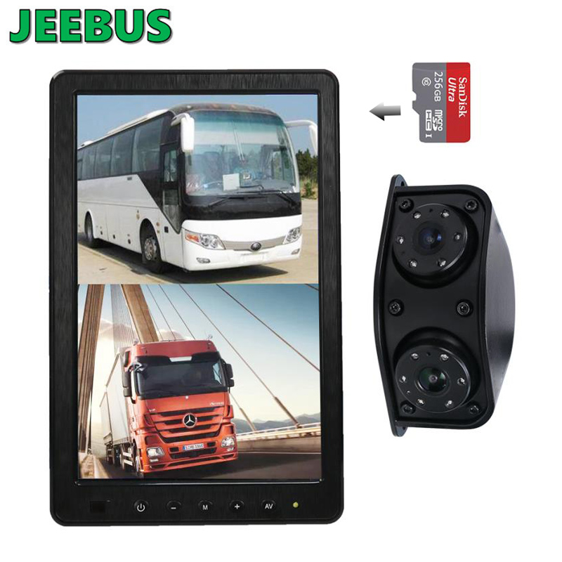 차량 트럭 버스 코치 카메라 10.1inch 백미러 DVR 모니터 시스템 전면 후면 비디오 디스플레이 녹화