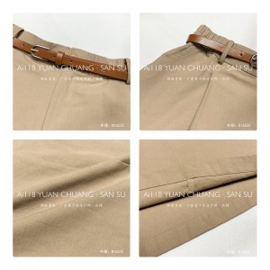 헐렁한 디자인 미니멀리스트 스트레이트 스타일 캐주얼 솔리드 컬러 코튼 및 리넨 오버 사이즈 커스텀 미디 스커트 16532