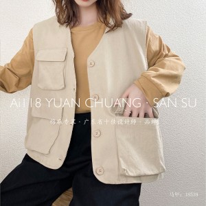 헐렁한 디자인 미니멀리스트 스타일리쉬 캐주얼 조끼 단색면 및 린넨 특대 맞춤형 18539 양복 조끼