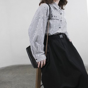 루즈 한 디자인 심 플 한 캐 주 얼 컬러 스 트 라 이 프 체크 오 버 사이즈 17825 버 티 컬 스 트 라 이 프 셔츠