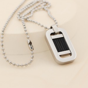 도매 스테인레스 스틸 투톤 블랙 Stee 와이어 펜던트 목걸이