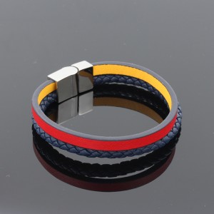 패션 가죽 보석 정품 가죽 팔찌 Muti 레이어 꼰 가죽 팔찌 스테인레스 스틸