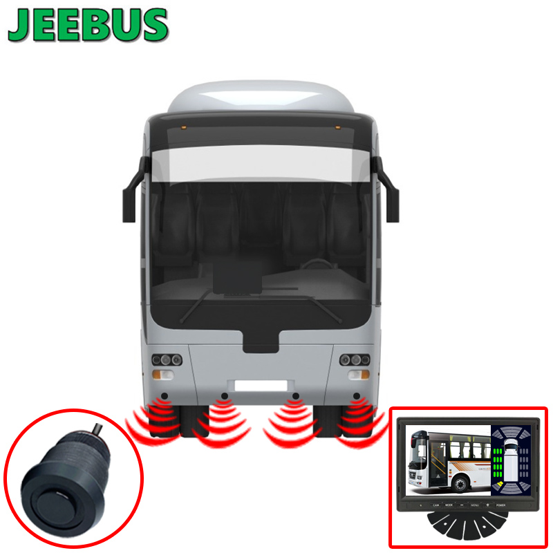 버스 주 차 레이더 센서 모니터링 시스템 고 화질 1080 P 후진 카메라 벨트 16 개 센서 검 측 맹점 시각 디지털 경보 모니터링
