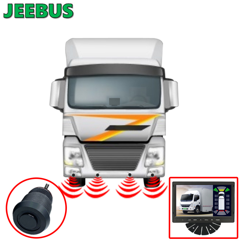 차량 트럭 후방 카메라 레이더 사각 지대 감지 초음파 센서 모니터 시스템 전면 후면 우측 좌측 디지털 주차 센서 디스플레이 시스템
