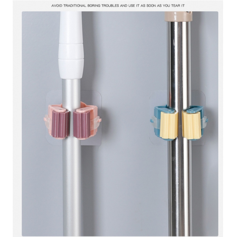 JASON 플라스틱 플랫 벽걸이 걸레 빗자루 홀더 벽걸이, 새로운 강력한 이음새없는 분리형 벽걸이 걸레 클립