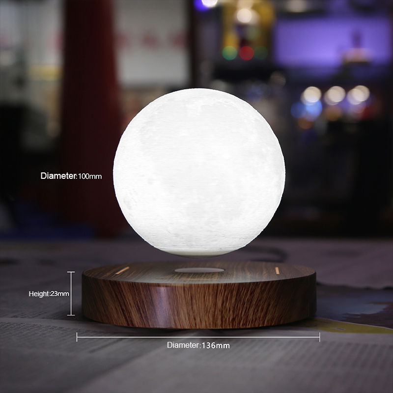 크리 에이 티브 선물 홈 사무실 장식 거실 조명 터치 스위치 마그네틱 부동 테이블 램프 3D Loopitating 달 빛