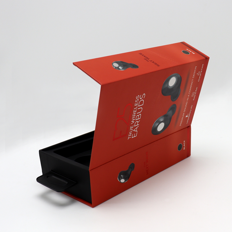 골판지 상자 제조 업체 인쇄 골드 호 일 플랩 이어폰 포장 상자 가전 제품 포장