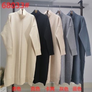 패션 트렌드 레저 조커 기본 니트 드레스와 높은 목 68033#