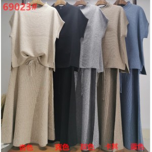 패션 캐주얼 다목적 니트 우산 스커트 두 조각 69023#세트