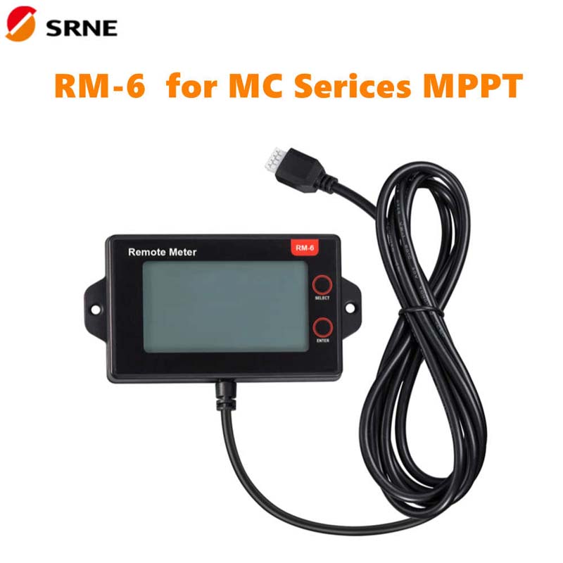 MC24 시리즈 MPPT 20A 30A 40A 50A 태양열 충전 컨트롤러 용 SRNE RM-6 원격 미터 LCD 디스플레이