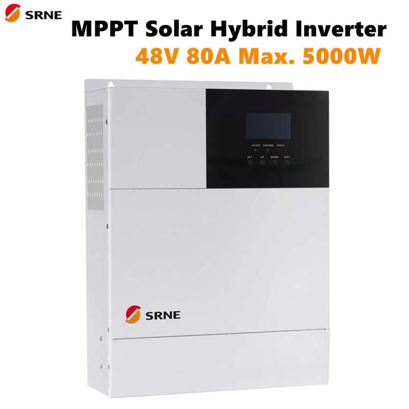 Srne MPPT 최대 5000W 태양열 하이브리드 충전 인버터 80A 순수 사인파 인버터 48V 220V PV 충전 145V 50Hz 60Hz 자동 LCD 디스플레이