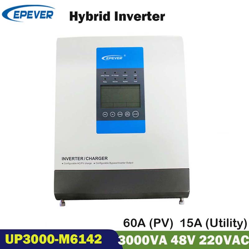 EPEREER MPPT 3000W 태양 광 인버터 60A 48V 순수한 사인파 하이브리드 인버터 220V 230V SOAR 충전 inversor upower m6142