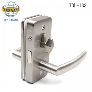 상업용 프레임리스 유리 도어 잠금 손잡이가있는 후크 잠금 장치