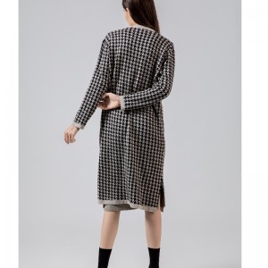 유행 캐주얼 조커 QianbirdCheck 양모 니트 긴 카디건 코트 69069#