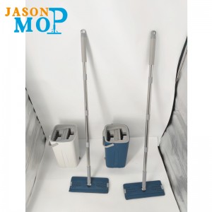 2021NEW 스테인레스 스틸 탈착식 극 손잡이 쥐 짜기 용 걸쇠 버킷 시스템 커버가있는 평면 청소 걸레