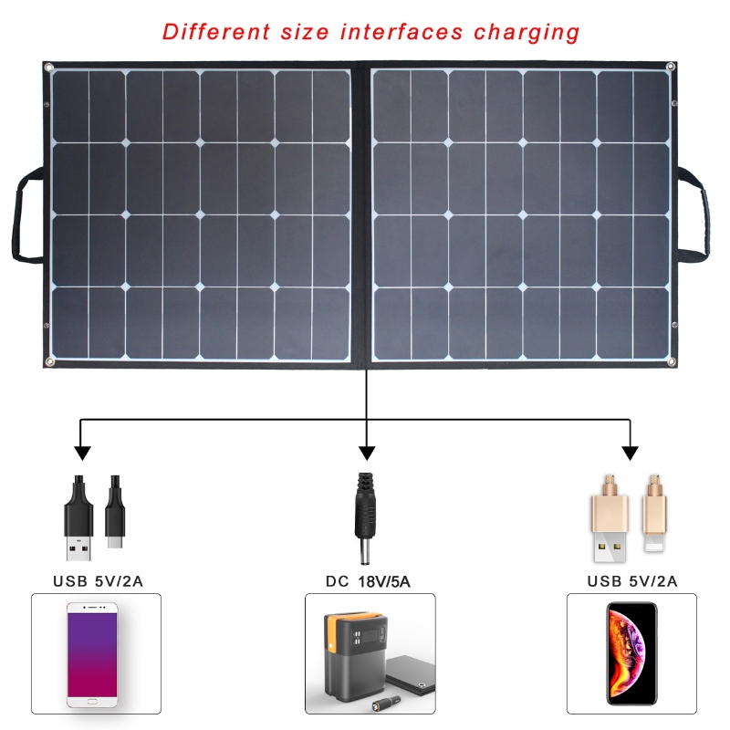 40W 60W 80W 100W 120W 150W 200W 휴대용 SunPower 접이식 태양 전지 패널 충전기 발전소