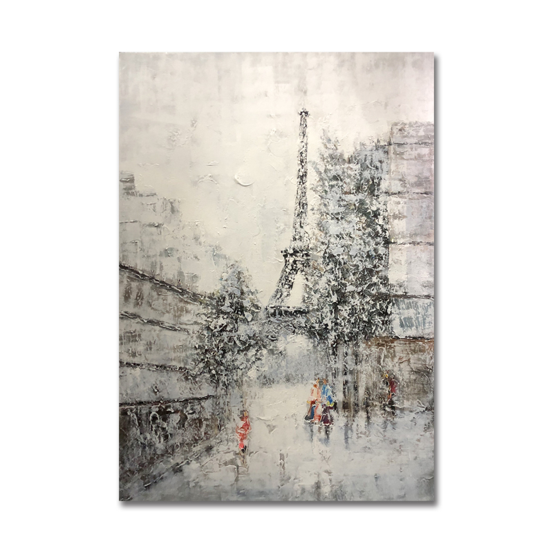신제품 손으로 그린 ​​아트 작업 현대 추상 스타일 벽 에펠 풍경 장식 유화