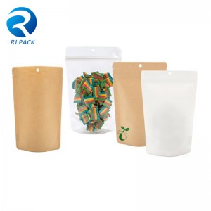 100 % compostable 열 recealable 높은 장벽 식품 포장 스탠드 파우치 크래프트 가방