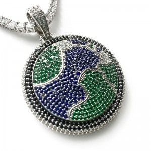 새로운 전체 지르콘 다이아몬드 회전 가능한 지구 펜던트 인도 긴 핸드폰 스트랩 목걸이