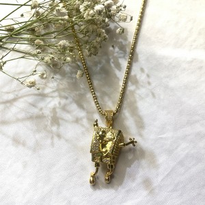 상감 지르콘 Spongebob 힙합 목걸이