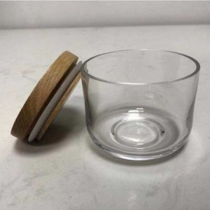 맑은 유리 식품 저장 용기 항아리 컬렉션과 공기 꽉 나무 뚜껑
