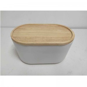 나무 뚜껑 세라믹 석기 스토리지 빵 상자와 도매 길이
