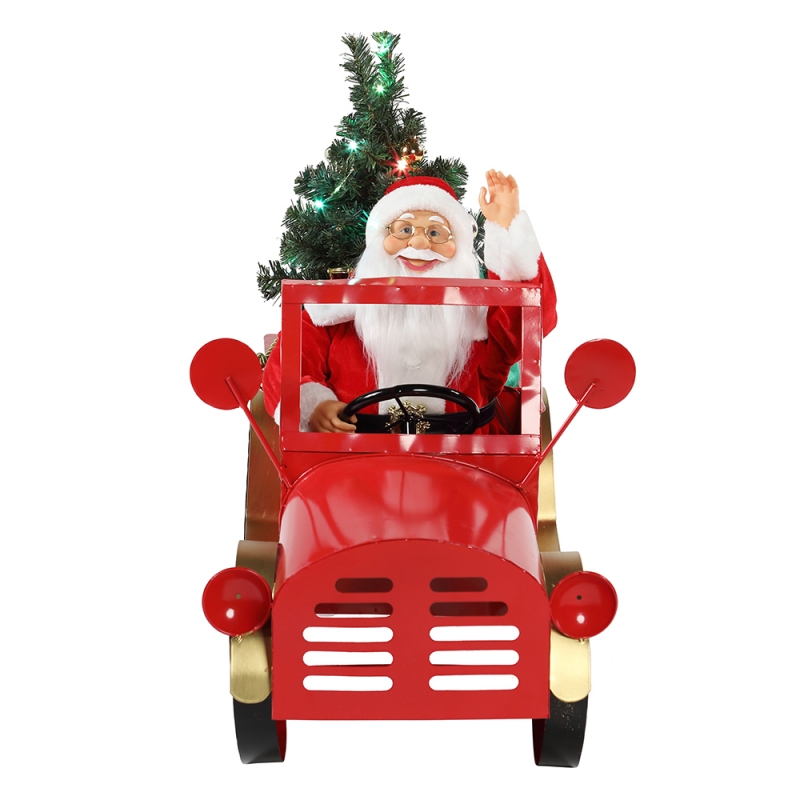 트럭에 앉아 160cm 뮤지컬 애니메이션 산타 클로스 크리스마스 장식품 컬렉션 휴일 장식 입상 AC 어댑터