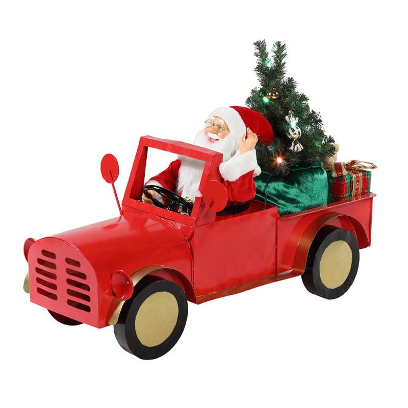 트럭에 앉아 160cm 뮤지컬 애니메이션 산타 클로스 크리스마스 장식품 컬렉션 휴일 장식 입상 AC 어댑터