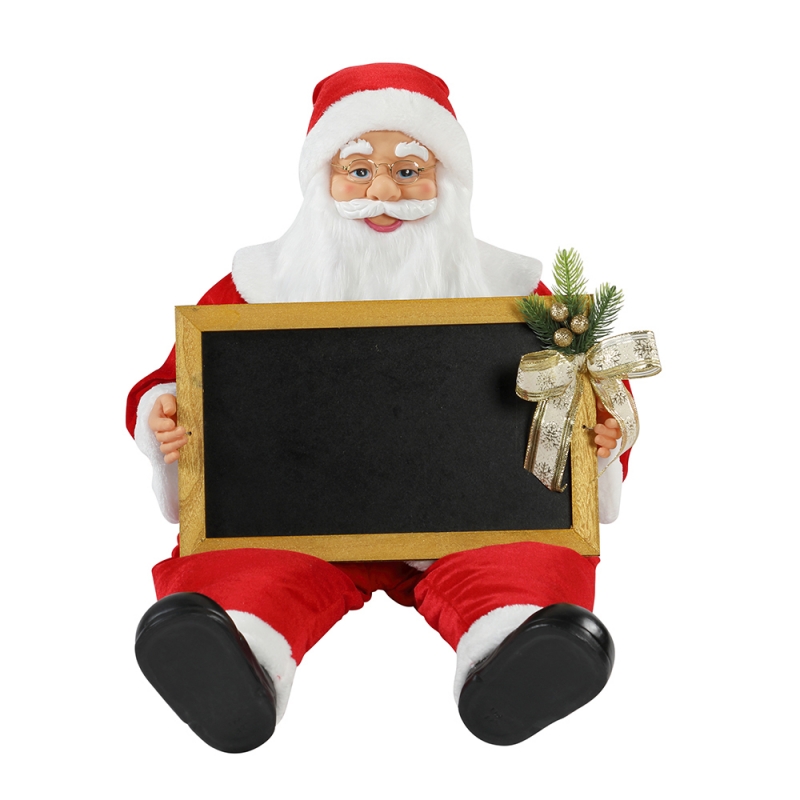 60/80cm 크리스마스 Blackboad 휴일 뮤지컬 장식 장식 입상 컬렉션과 산타 클로스 앉아 전통적인 크리스마스