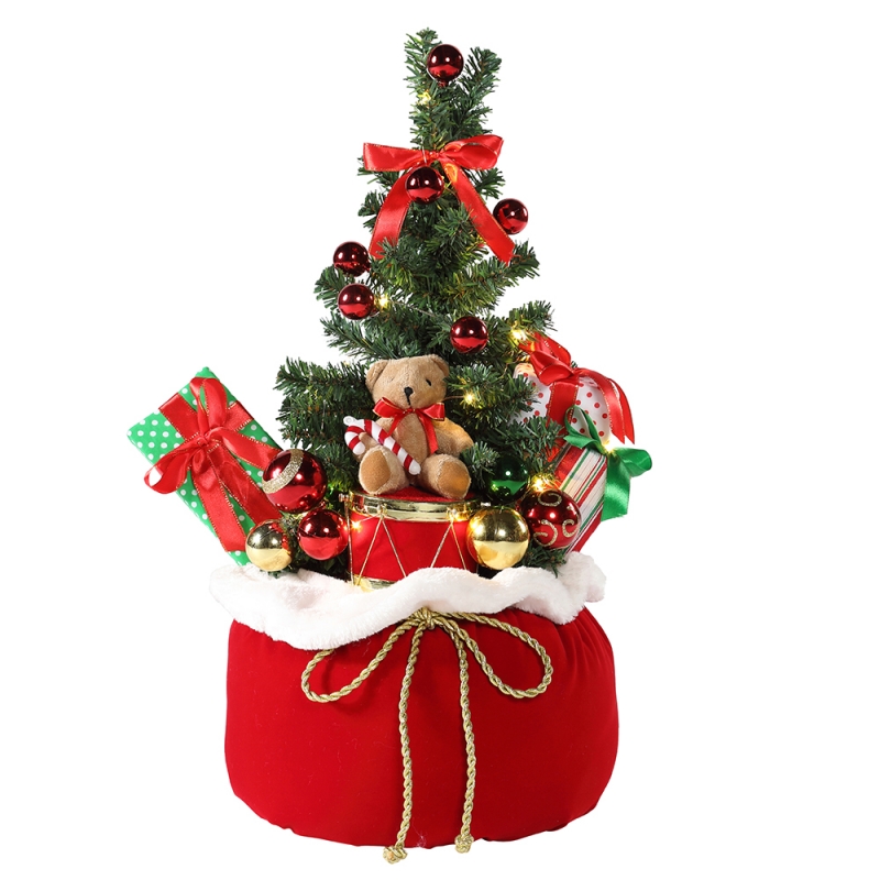 60cm 크리스마스 곰 트리 홈 디스플레이 선물 가방 LED 휴일 장식 장식 입상 파티 컬렉션 크리스마스 트리 조명