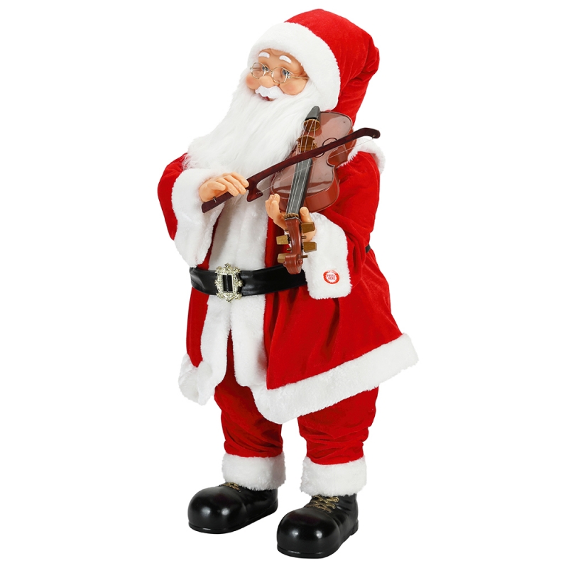 80cm 애니메이션 크리스마스 조명 바이올린 장식 장식으로 뮤지컬 산타 클로스 전통적인 휴일 입상 컬렉션