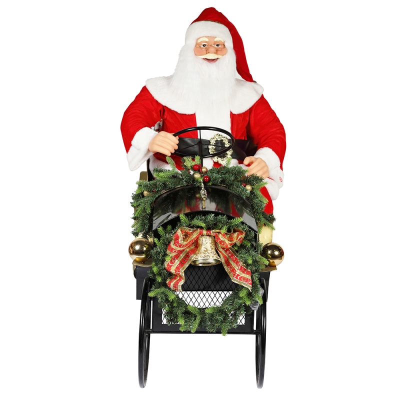 150cm 앉아 썰매 장식 된 산타 클로스 조명 장식 크리스마스 장식 전통적인 휴일 입상 컬렉션
