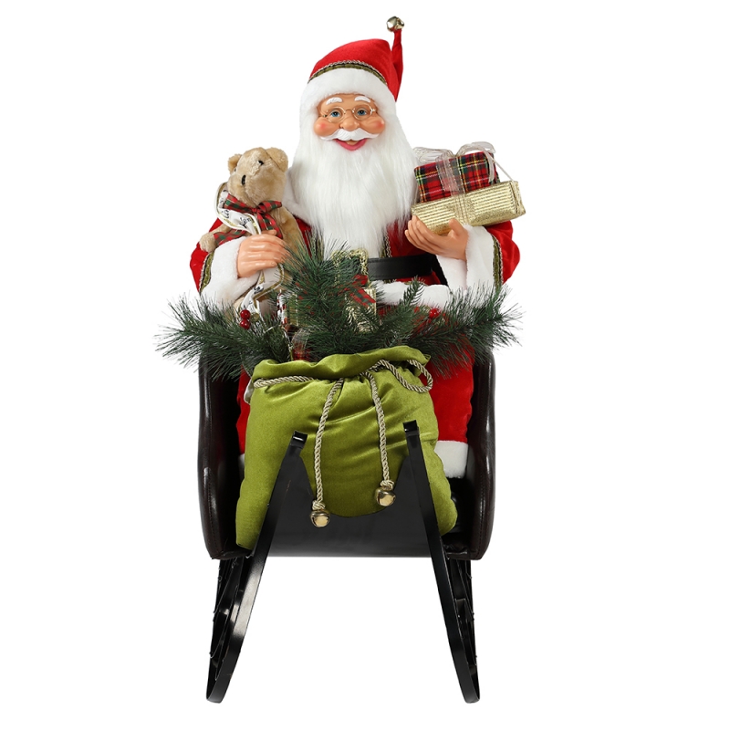 80cm 앉아 썰매 장식품 썰매와 산타 클로스 크리스마스 장식 트레인 홀리데이 입상 컬렉션