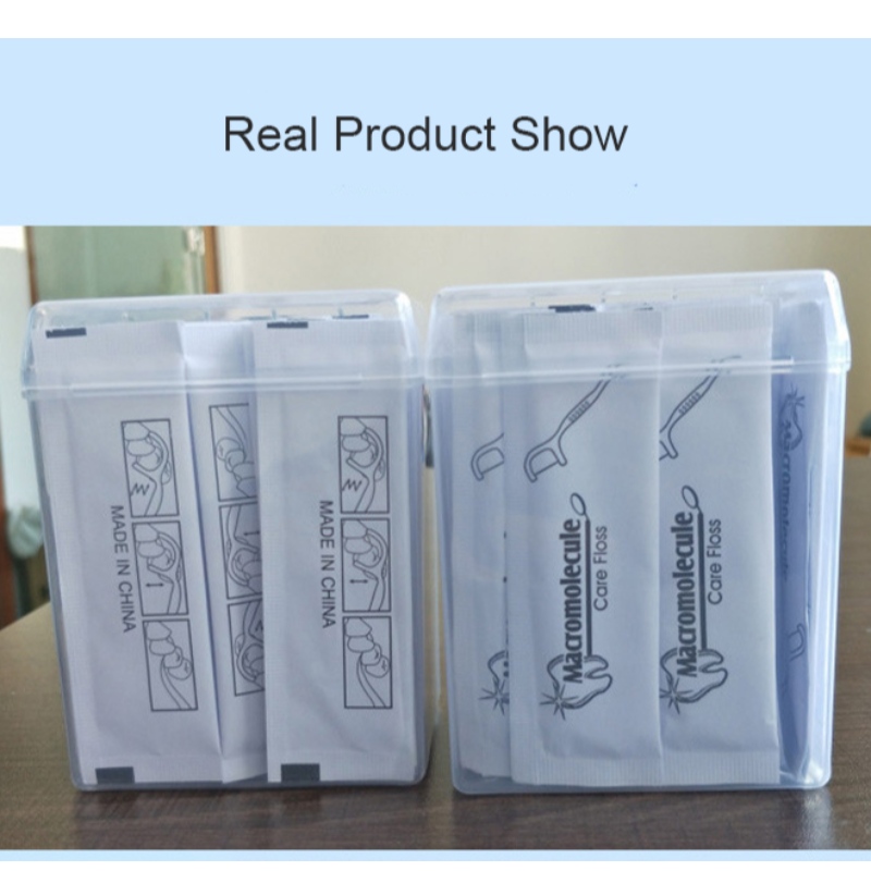 50 Picks 개인 라벨 고품질 치실 박스 구강 위생 개별 포장 된 이쑤시개 휴대용 치실