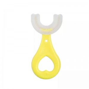 어린이, 실리콘 U 자 모양 구강 케어 청소 브러시, 아기 치아 청소기를위한 공장 공급, 수동 칫솔