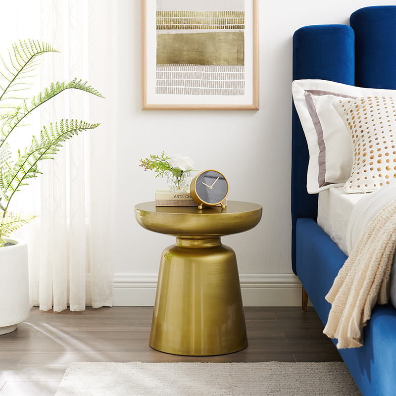 청동 금속 노르딕 둥근 사이드 테이블 현대 거실 가정용 가구