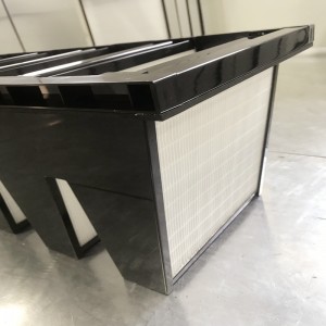 중간 효율 F7 플라스틱 프레임 592 x 592x 292mm 미니 주름진 컴팩트 4 V 뱅크 HVAC 공기 필터