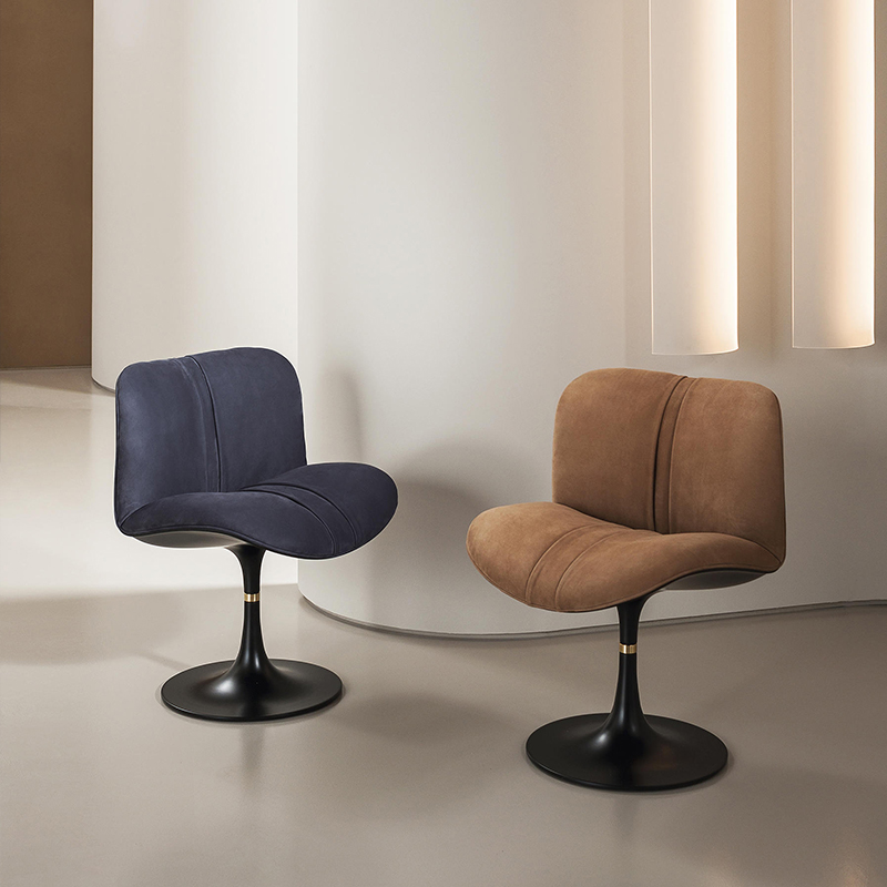 이탈리아 미니멀리스트 럭셔리 디자이너 유리 섬유 현대 정품 가죽 라운지 스위블 악센트 거실 용 의자