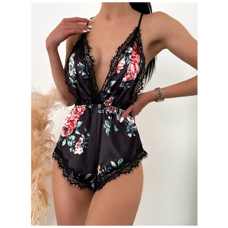 섹시한 hollow floral bodysuit 하이 컷 V 목 란제리 테디 울트라 얇은 통풍 여성 에로틱 섹시 란제리 - 판매 제품