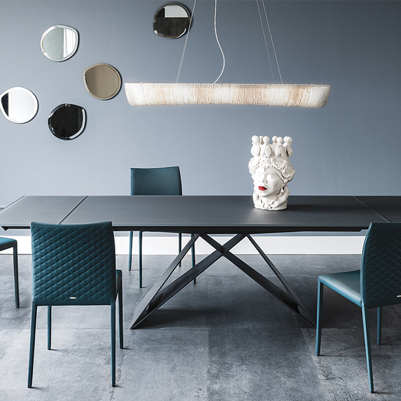 이탈리아 현대 디자인 8 명 세라믹 소결 돌 직사각형 식탁 세트 6 시터
