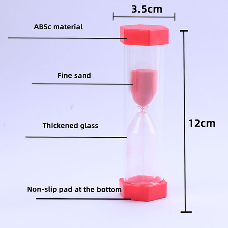 공장 공급 커스텀 로고 실외 플라스틱 3MIN5MIN 자주색 육각형 플라스틱 모래 시계 모래 타이머
