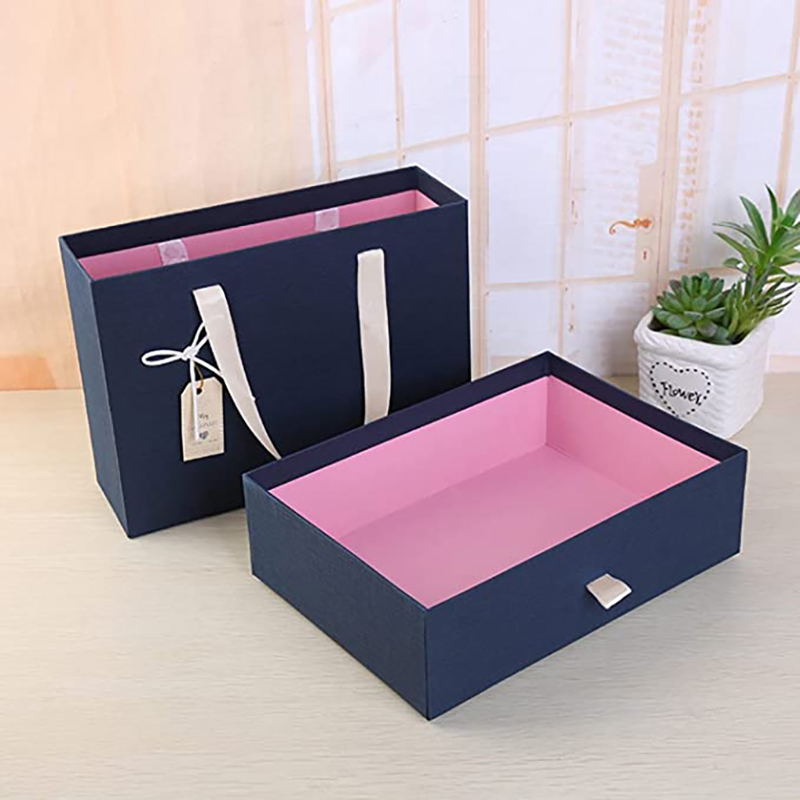 Parentco Gift Box- 현재 상자 뚜껑 슬라이드 아웃- 우아한 작은 선물 상자- 선물, 결혼식, 기념일, 베이비 샤워, 초콜릿을위한 재사용 가능한 선물 상자&더 쉽게 열려&Close-Dark Blue