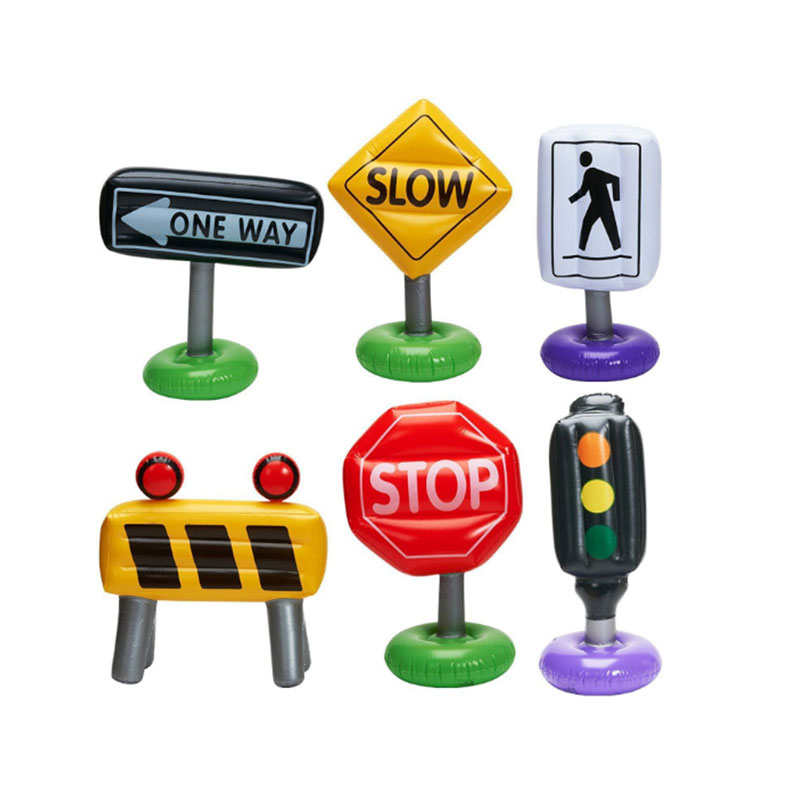 제조업체 맞춤형 PVC 팽창 식 교통 표지판을 불고로드 블록 삼각형 도로 표지판 경고 표지판 PVC 장난감