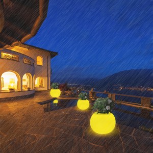 LED 둥근 화분 야외 정원 방수 잔디밭 조명 크리스마스 파티 조경 장식 램프 큰 충전식 식물 냄비 바닥 램프