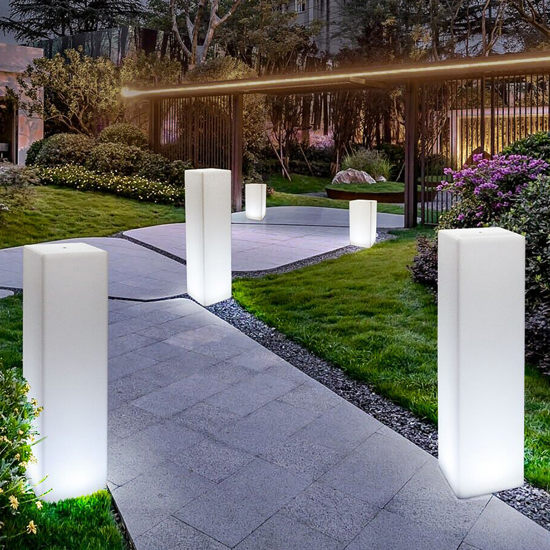 야외 방수 정원 라이트 페스티벌 파티 이벤트 결혼식 LED 장식 바닥 램프 무지개 색상 사각형 기둥 빛