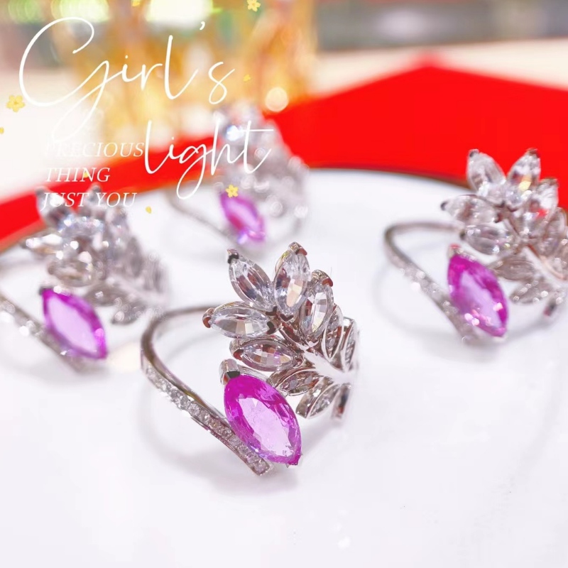 Tuochen Jewelry 18K 금 New Style Marquis Diamond Leaf Ring