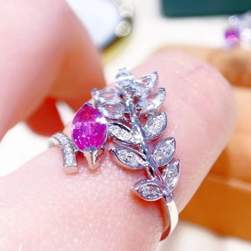 Tuochen Jewelry 18K 금 New Style Marquis Diamond Leaf Ring