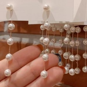 여자를위한 18K 골드 진주 귀걸이