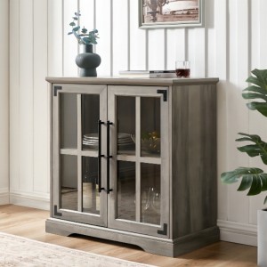 부엌 식당 거실 사이드 보드 뷔페 저장 캐비닛, 32 인치, 2 문 더블 선반, 현대 스타일